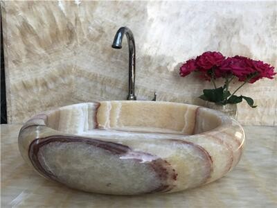 WPB0111 Natural Onyx Round Countertop Basin For Bathroom Washroom