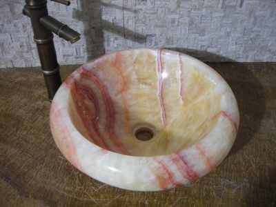 WPB0115 Natural Stone Wash Basin Round Onyx Small Counter Top Basin