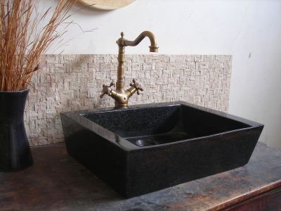 WPB0121A Natural Stone Black Rectangular Granite Counter Basin