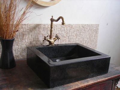 WPB0121B Black Stone Granite Counter Top Wash Basin Rectangular Black Basins