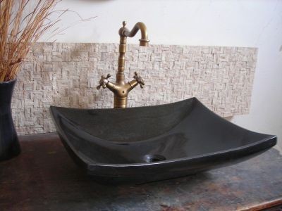 WPB0122 Boat Shape Black Granite Countertops Wash Basin