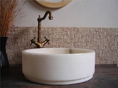 WPB0133 Natural Stone White Marble Round Basin Sink