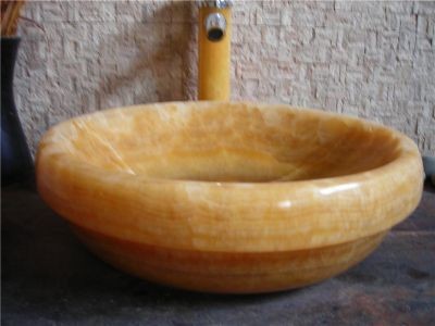 WPB0139 Natural Stone Onyx Yellow Countertop Round Basin