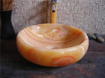 WPB0140 Luxury Orange Onyx Small Round Countertop Basin