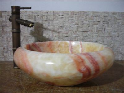 WPB0145 Luxury Onyx Wash Basin Bathroom Round Stone Sink