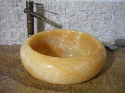 WPB0148 Polular Round Above Counter Basin Natural Onyx Stone Basins