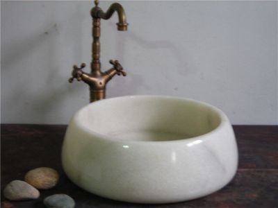 WPB0162 Natural Stone Basin White Marble Vessel Sink