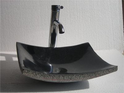 WPB0164 Granite Wash Basin Counter Natural Black Stone Vessel Basins