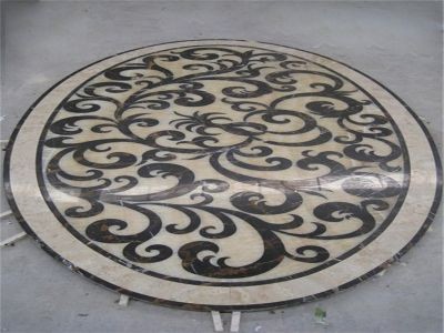 WP-WJ4 Natural Stone Carpet Floor Marble Medallion Design For Home Decor