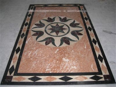 WP-WJ7 Parisian Style Square Pink Marble Stone Floor Medallions Wate