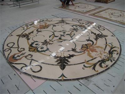 WP-WJ13 Marble Floor Medallions Modern Water Jet Cut Stone Mosaic Carpet