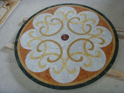 WP-WJ15 Waterjet Cut Marble Medallion Floor Tile Area Decor in Villa and Palace