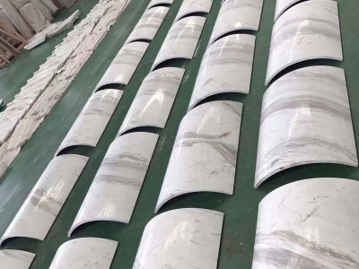 Volakas White Marble Curved Tiles For Column Covering Villa Decoration