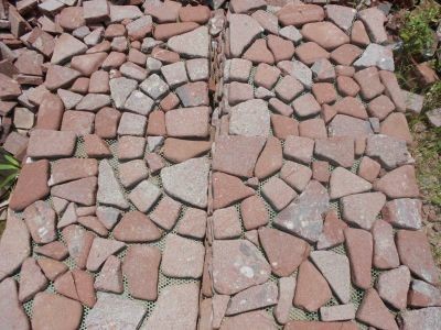 WP-MBP044 Natural Porphyry Red Tumble Paving Stone Driveway Red Cobblestone