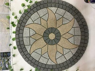 WP-MBP058A Meshed Back Granite Pavers and Mosaic Pattern Cobblestone on Mesh
