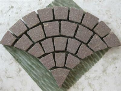 WP-MBP060 Natural Stone Red Porphyry Paving Stone Driveway Dark Red Fan Shape
