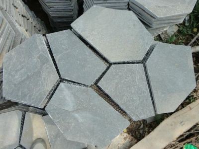 WP-MBP009 Random Shape Irregular Grey Flagstone Crazy Paving Slate Stone Floor