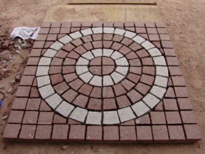 WP-MBP016 Round Shape Red Meshed Cobblestone for Square and Landscape Paving
