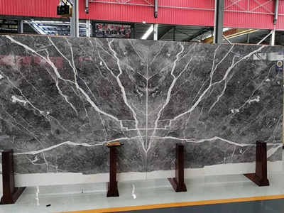 Natural Building Material Carso Grey Marble Bookmatch Slabs