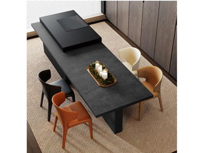 Earth (dark) Textured  Sintered Stone Black Dining Table WPSNT007 Size 1600x3200