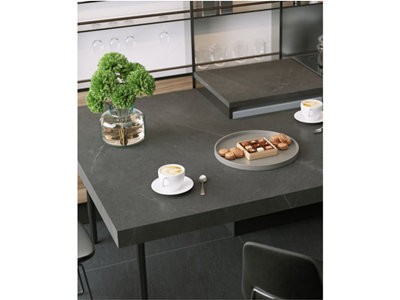 3D Interstellar Black Textured Sintered Stone Black Dining Room Table WPSNT008