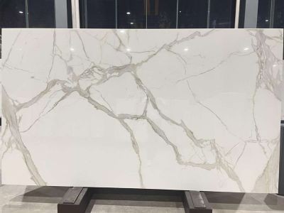 WPYH1002 White Calacatta Stone Artificial Nano Glass Stone