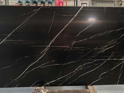 WPYH1062 New Product Black Nero Marquina Marble Nano Glass Stone Tile Slab