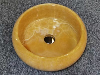 WPB177 Orange Onyx Round Stone Wash Basin