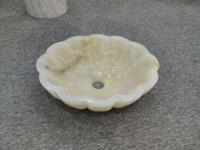 WPB275 Modern Basin Bathroom Transparent Cream Onyx Exquisite Design Stone Basin