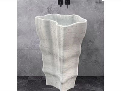 WP-PDS21 Carrara White Bathroom Standing Sink New Design