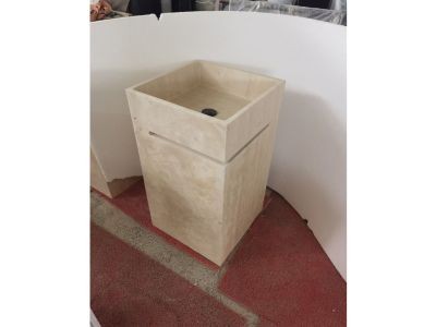 WP-PDS30 Beige Marble Square Wash Basin Pedestal