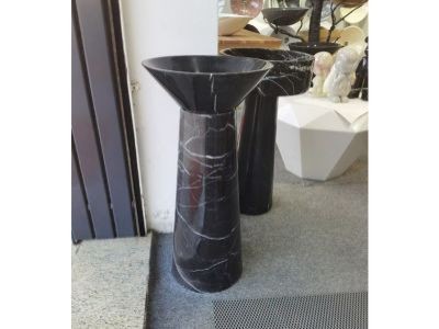 WP-PDS44 Nero Marquina Black Pedestal Sink Bathroom Inverted Cone Shape