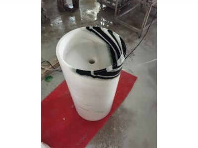 WP-PDS45 Cheap Corner Basin And Pedestal Panda White Marble