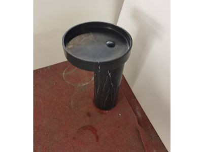 WP-PDS53 Marquina Black Marble Narrow Pedestal Sink Corner Standing