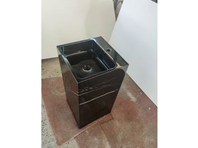 WP-PDS73 Black Marquina Marble Pedestal Style Sink Square Basin