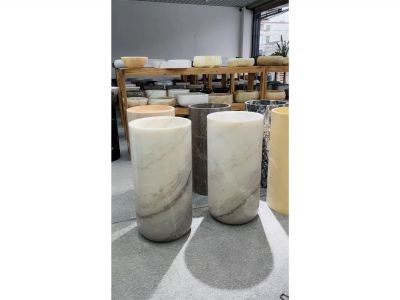 WP-PDS86 White Marble Stone Classic Pedestal Basin