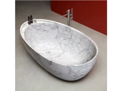 WPBT013 Polish White Marble Custom-Made Freestanding Round Solid Natural Stone