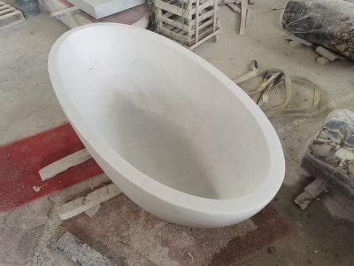 WPBT015 Solid Surface Bathtub Natural White Stone Bathroom Bathtub Freestanding