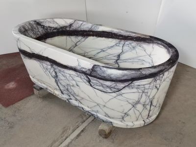 WPBT021 Home Use Freestanding Stone Carving Polished Marble Bath Tub Round Shape