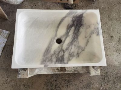 WPB189 Calacatta White Marble Rectangle Sink Vanity Unit