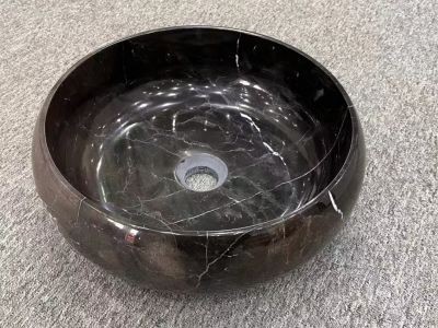 WPB191 Black Marquina Stone Round Wash Basins