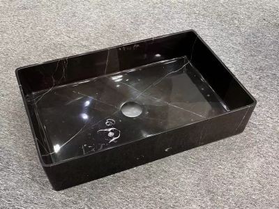 WPB207 Popular Black Stone Basin Nero Marquina Rectangle Sink