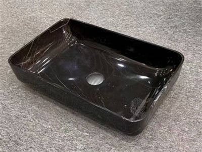 WPB209 Premium Rectangle Black Stone Basin With Soft Corners For Hand Wash