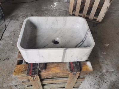 WPB221 Volakas White Marble Wash Basin Stone Sinks Rectangular Shape For Sale