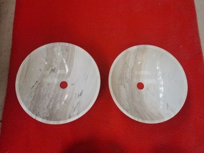 WPB223 Wholesale Jasper White Chinese Stone Small Round Wash Basins