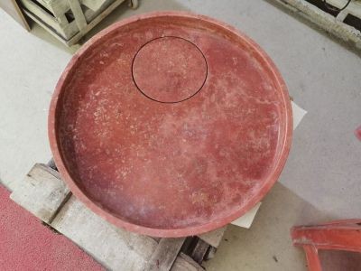 WPB230 Unique Round Stone Basin Made Of Natural Red Stone