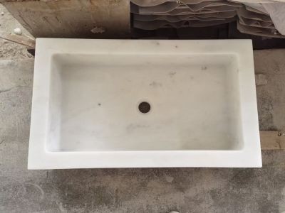 WPB234 Top Rated Rectangle Wash Hand Basin White Marble Made