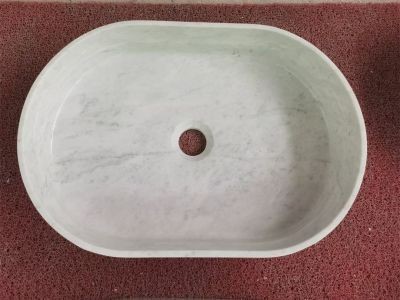 WPB235 Carrara White Marble Oval Rectangle Wash Basins For Luxurious Interior