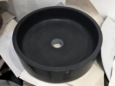 WPB242 Commercial Use Pure Black Marble Wash Basins For Bathroom Toilet Vanity