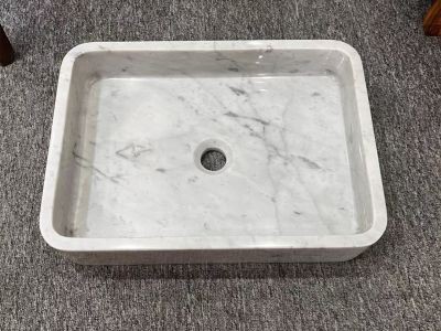 WPB250 Carrara White Marble Stone Rectangular Wash Basins